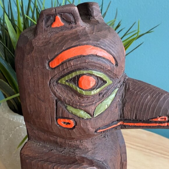 Vtg Alaskan Totem Pole Thunderbird Bird Pole by Kiana 1980's 8 3/4" Tall w/ Tags - Picture 10 of 16